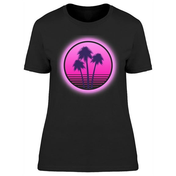 80s Retro Sci-fi Palm Trees T-Shirt Women -Image by Shutterstock, Female Small