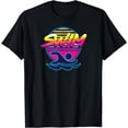thumbnail image 1 of 80s Retro Sunset Swim Vintage Style Swimmer T-Shirt, 1 of 3