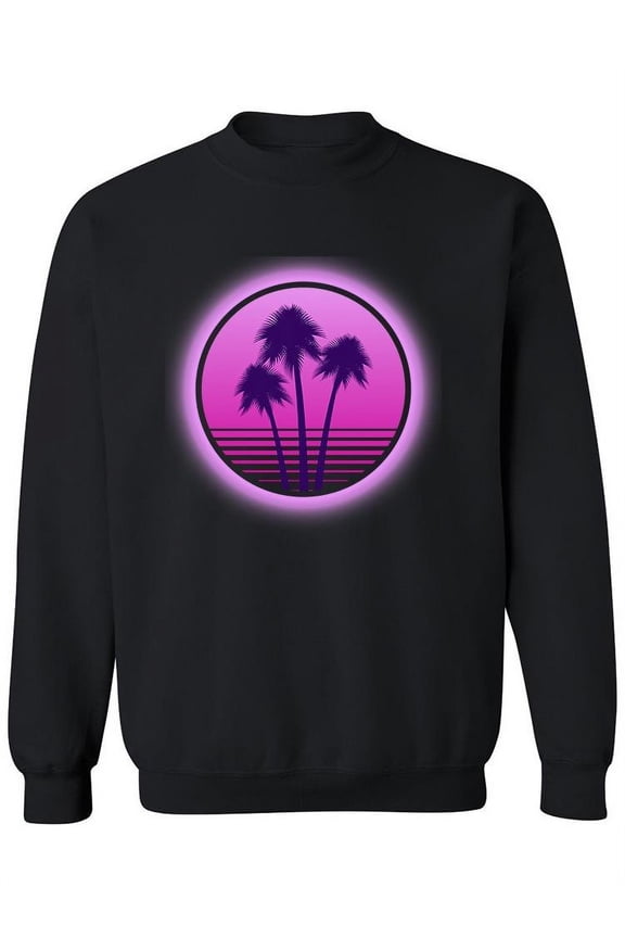 80s Retro Vaporwave Palms Sweatshirt Women -Image by Shutterstock, Female 5X-Large