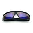 thumbnail image 1 of 80s Robotic Sci-fi Futurism Narrow Rectangle Wrap Around Plastic Sunglasses Black - Blue Mirror, 1 of 8