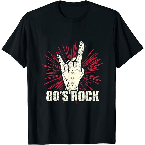 80s Rock and Roll Vintage Music Guitar Band Womens T-Shirt Black