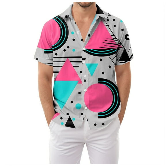 80s Shirts for Men Funny Vintage 90s Outfit for Men Hawaiian Shirts Button-Up 90s Party Beach Shirt Mens Clothing Holiday Funny Nightclub