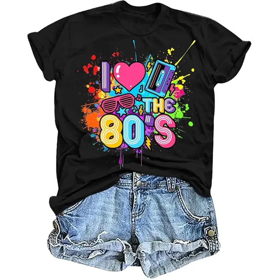 80s Shirts for Women I Love The 80s T Shirts 80's Themed Disco Music Top 1980s Party Graphic Tee Casual Outfit