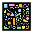 thumbnail image 1 of 80s Style Abstract Color Shapes on Black - Digital Art Geometric Modern Art Abstract Pop Art Pattern Retro Unframed Wall Art Print 6 x 6 inches, 1 of 9