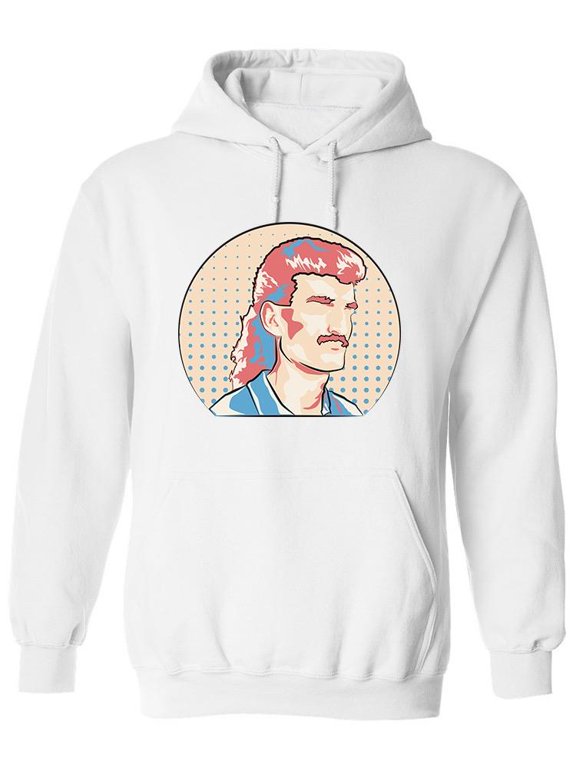 80s Style Man Portrait Hoodie Men -Image by Shutterstock, Male Large