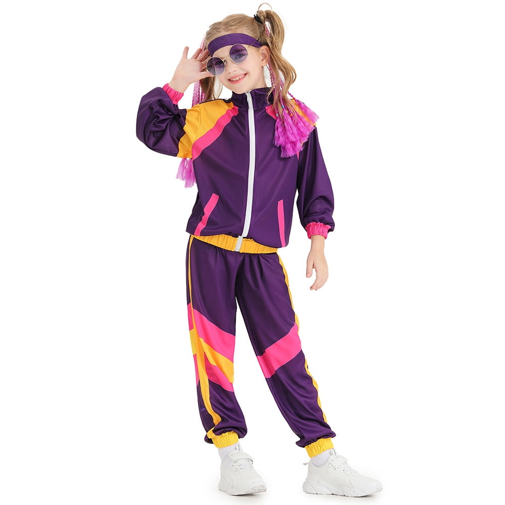 80s Tracksuit Hip Hop Costume for Kids Halloween Retro Sportswear Cosplay Outfits Walmart