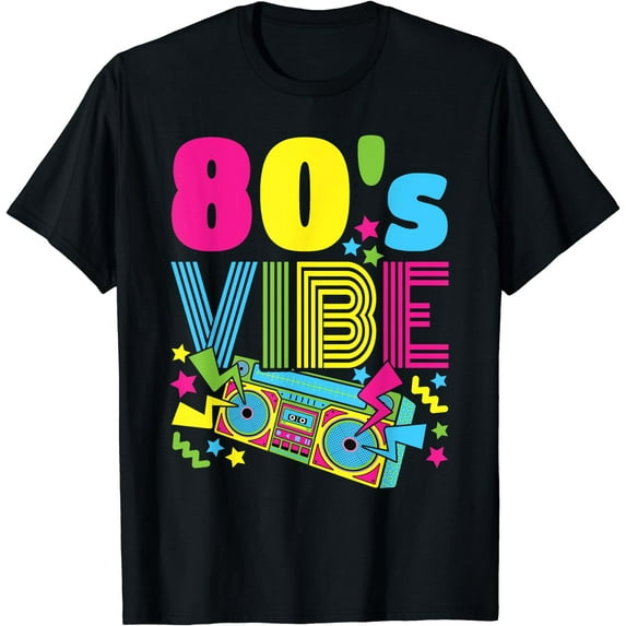 80s Vibe 1980s Fashion 80s Theme Outfit Eighties 80s Costume T-Shirt Black Large