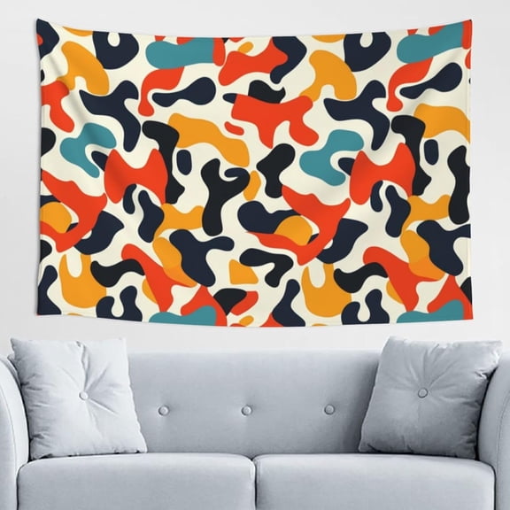 80s Vintage Theme Abstract Pattern Tapestry Wall Art For Bedroom Living Room Dorm Modern Aesthetic Tapestry For Parties Backdrop Banner 60x40 Inch