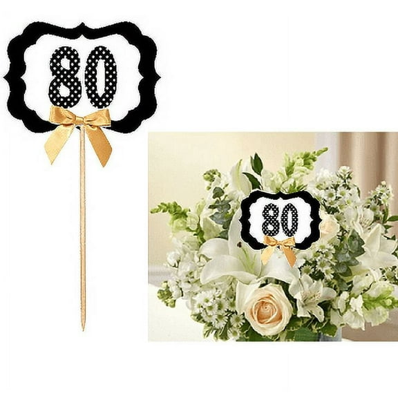 80th Birthday / Anniversary Table Decoration Party Centerpiece Pick - Set of 6
