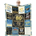 thumbnail image 1 of 80th Birthday Blanket, Best Gifts For 80 Year Old Men, Happy 80th Birthday Gift Ideas, Unique Mens Throw Blanket Decorations Gifts For Birthday Anniversary Christmas, Warm Flannel Blankets 50x60, 1 of 6
