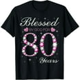thumbnail image 1 of 80th Birthday Blessed Diamond Graphic for Women Cotton Short Sleeve T-Shirt, 1 of 6