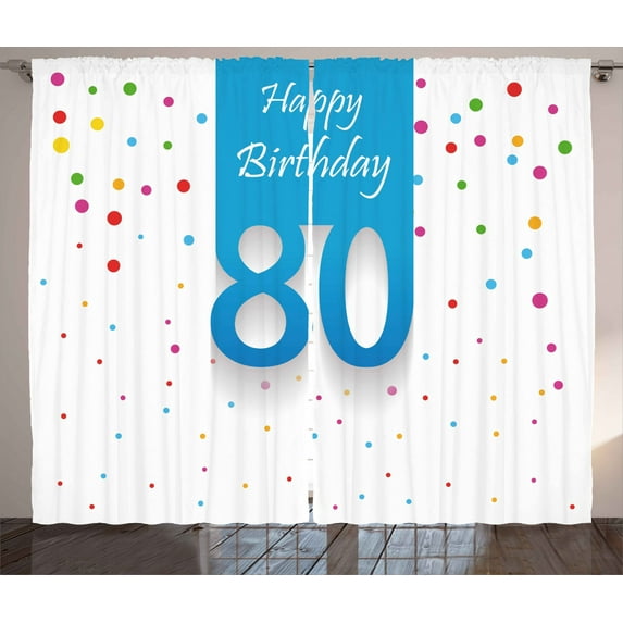 Ambesonne Colorful Curtains 2 Panel Set, Polka Dots Birthday, 108" x 63", Multicolor