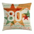 thumbnail image 1 of 80th Birthday Decorations Throw Pillow Cushion Cover, 80 Years Party with Universal Happy Birthday Wish, Decorative Square Accent Pillow Case, 16 X 16 Inches, Green and Light Vermilion, by Ambesonne, 1 of 2