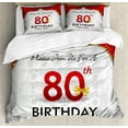 thumbnail image 1 of 80th Birthday Duvet Cover Set King Size, Birthday Party Invitation with Abstract Floral Backdrop for Elderly People, Decorative 3 Piece Bedding Set with 2 Pillow Shams, Multicolor, by Ambesonne, 1 of 3
