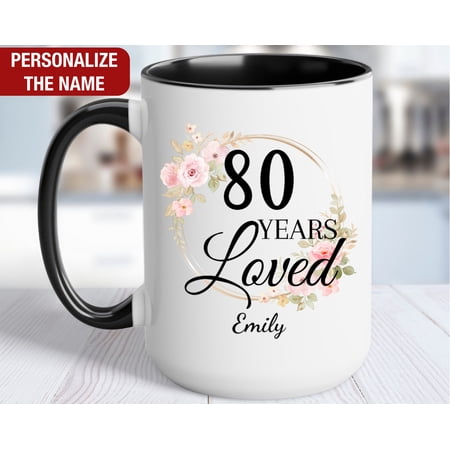 80th Birthday Gift for Her Personalized 80 Years Loved Mug Gift for 80 Year Old Birthday 8