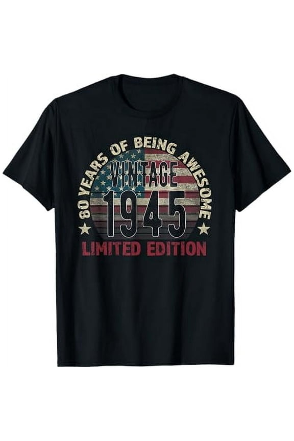 80th Birthday Gift men Vintage born 1945 turning 80 Year Old T-Shirt