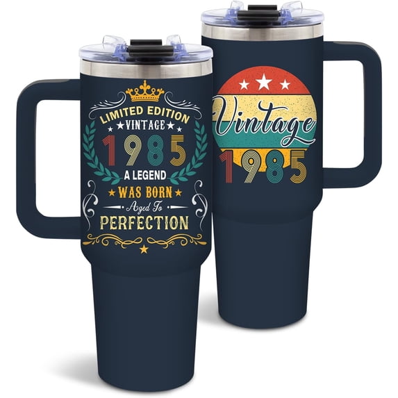 80th Birthday Gifts for Men, Vintage 1945 Tumbler for 80 Year Old Dad, Family Birthday Decorations, Best 80th Gift Idea, 40 Oz Tumbler with Handle Christmas Gifts