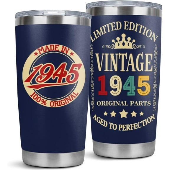 80th Birthday Gifts Men Women 80th Birthday Decorations Vintage 1945 Cup 80 Year Old Cool Birthday Gifts Him Her 20 Oz Stainless Steel Tumbler