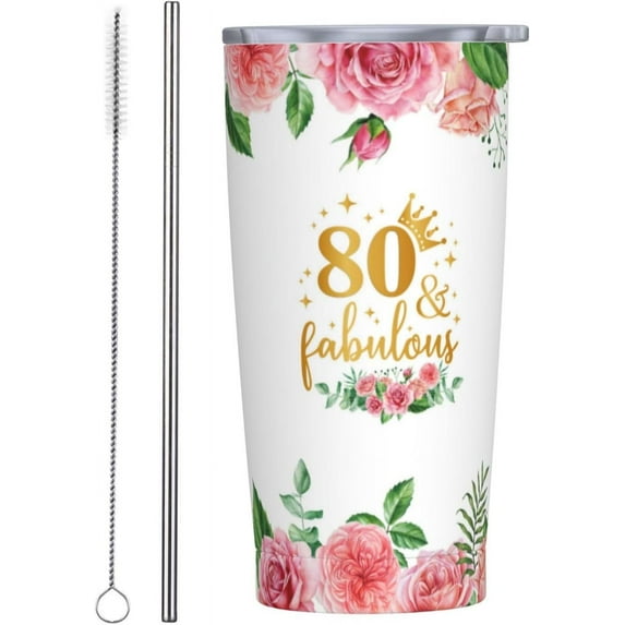 80th Birthday Gifts for Women, Birthday Gifts for 80 Year Old Woman, 80 Birthday 20oz Tumbler with Lid And Straw, Best 80th Birthday Gifts Ideas, 1944 Birthday Gifts for Women
