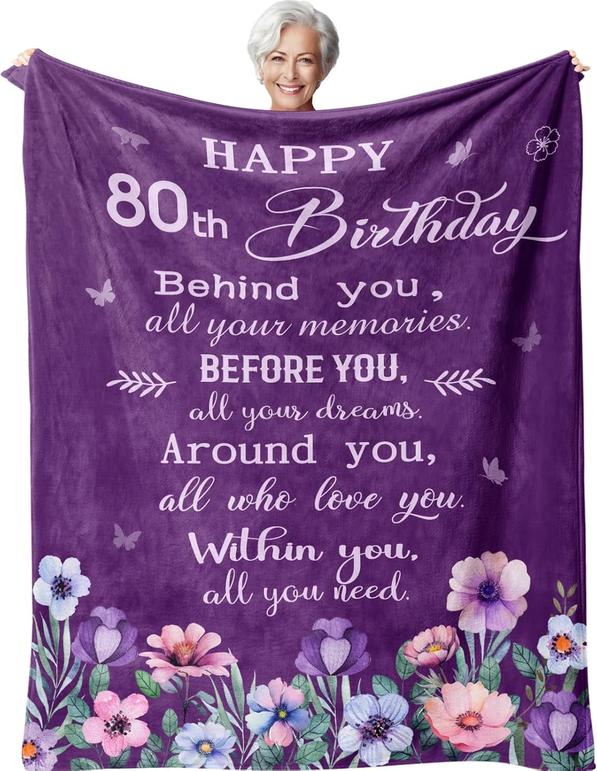 80. Geburtstag Decke 152x127 Cm – Flauschige Flanell-Decke, Personalisiertes Geschenk Für Oma, Opa, Eltern