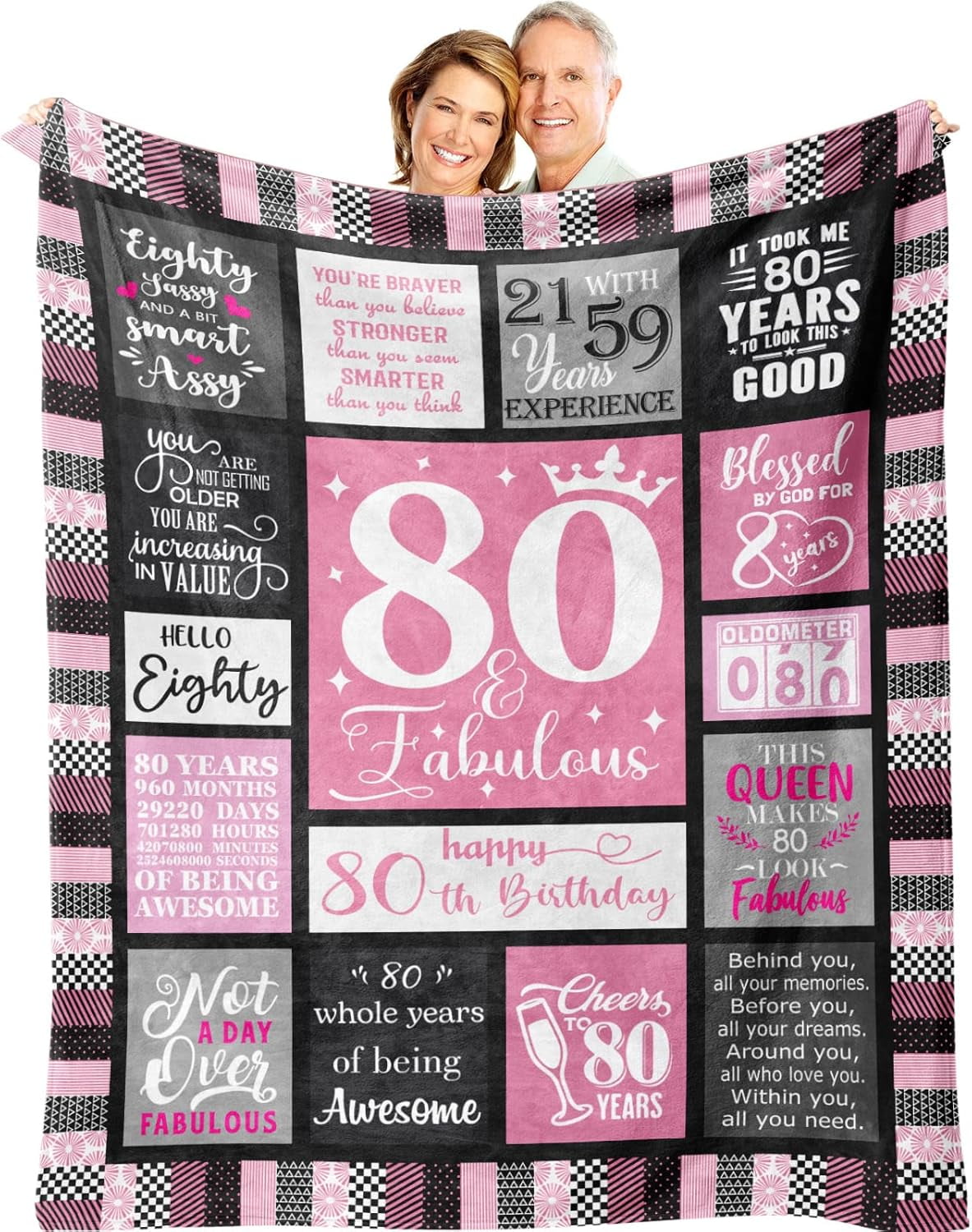 80. Geburtstag Decke 152x127 Cm – Flauschige Flanell-Decke, Personalisiertes Geschenk Für Oma, Opa, Eltern