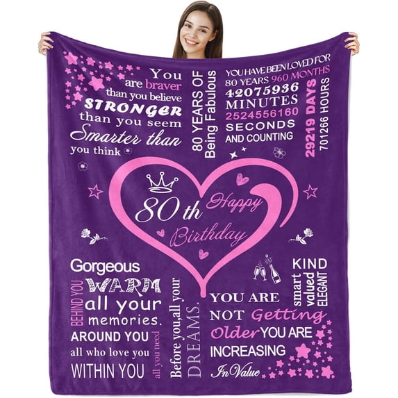 80th Birthday Gifts for Women Blanket 50"x60", 80th Birthday Gifts Ideas, 1942 Birthday Gifts Throw Blanket Women, 80th Birthday Gifts for Sister Wife Mom, 80-Year-Old Birthday Gift Ideas