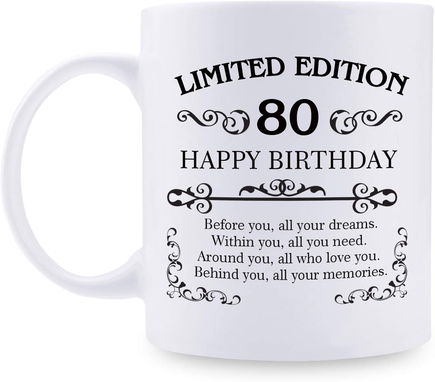 80th Birthday Gifts for Women Men - 11 oz Coffee Mug - 80 Year Old Present  Ideas for Mom, Dad, Wife, Husband, Son, Daughter, Friend, Colleague, ...