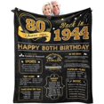 thumbnail image 1 of 80th Birthday Gifts for Women or Men - Best Gifts for 80 Year Old Woman - 80 Year Old Birthday Gifts for Men - 80th Birthday Gifts Throw Blanket 60 x 50 Inch - 1944 Birthday Gifts for Women, 1 of 5