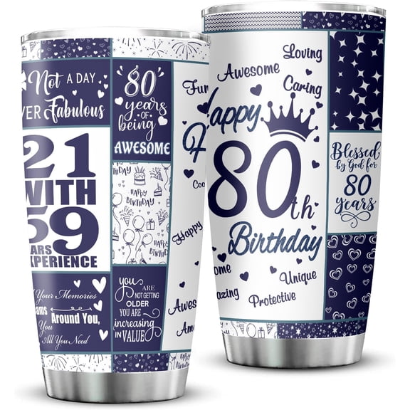 80th Birthday Gifts for Women Men Vintage 1943 Tumblers 80 Year Old Birthday Supplies Vintage 1943 Back in 1943 Old Time Information Stainless Steel Vacuum Insulated Tumblers 20 oz