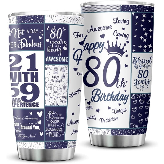 80th Birthday Gifts for Women Men Vintage 1943 Tumblers 80 Year Old Birthday Supplies Vintage 1943 Back in 1943 Old Time Information Stainless Steel Vacuum Insulated Tumblers 20 oz
