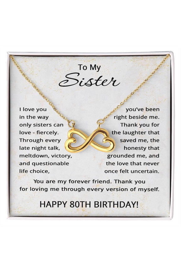 80th Birthday Gifts for Sister - To My Sister Necklace from Sister - 80 Years Old Sister Title: 18k Yellow Gold Finish, Box Choice: Standard Box