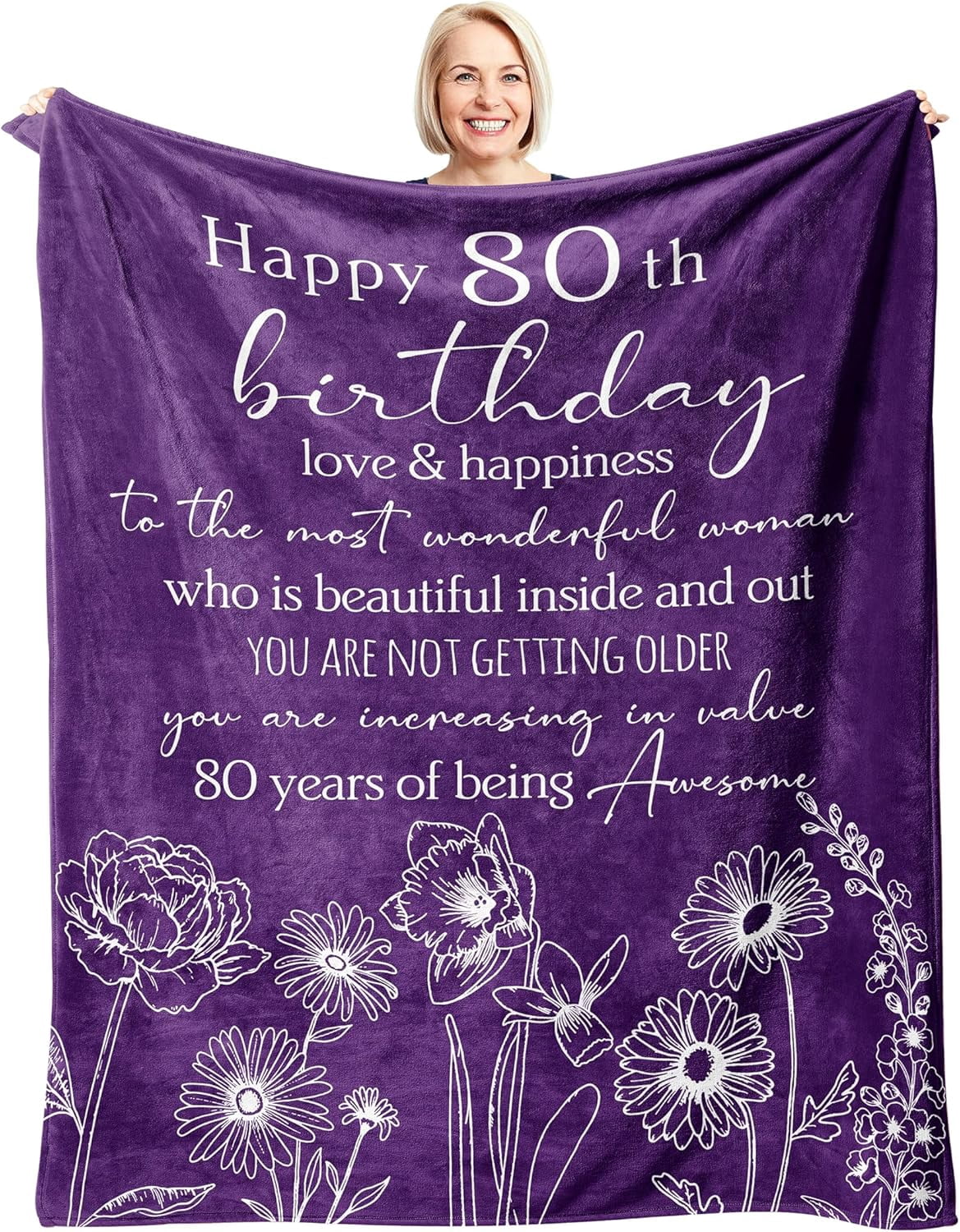 80th Birthday Gifts for Women Blanket 60"x50", Happy80th Birthday — free download