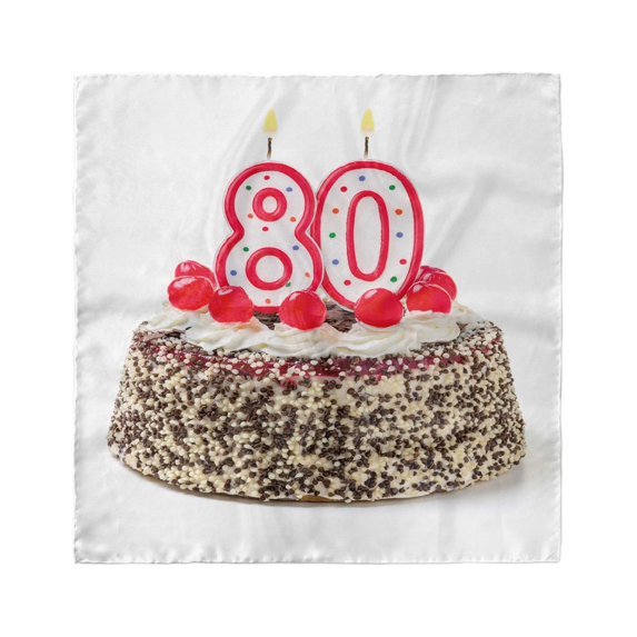 80th Birthday Head Scarf, Party Cake Cherries, Head Wrap, 3 Sizes, by Ambesonne