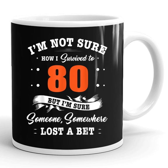 80th Birthday I Survived 80 Years Old Funny Gift Ceramic Mug 11oz (White;11oz)
