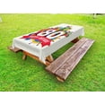 thumbnail image 1 of 80th Birthday Outdoor Tablecloth, Happy Birthday Ribbon with Geometrical Castle Boat and Shapes Image Print, Decorative Washable Fabric Picnic Table Cloth, 58 X 84 Inches,Multicolor, by Ambesonne, 1 of 2