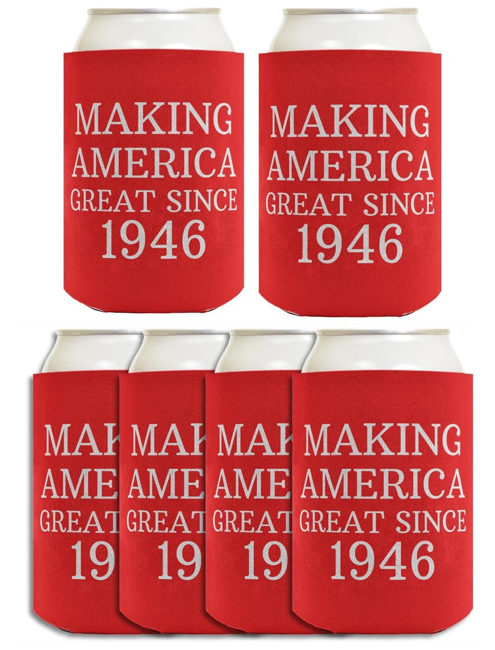 80th Birthday Party Adult Favor Making America Great Since 1946 6-Pack Can Coolies Drink Thermocoolers