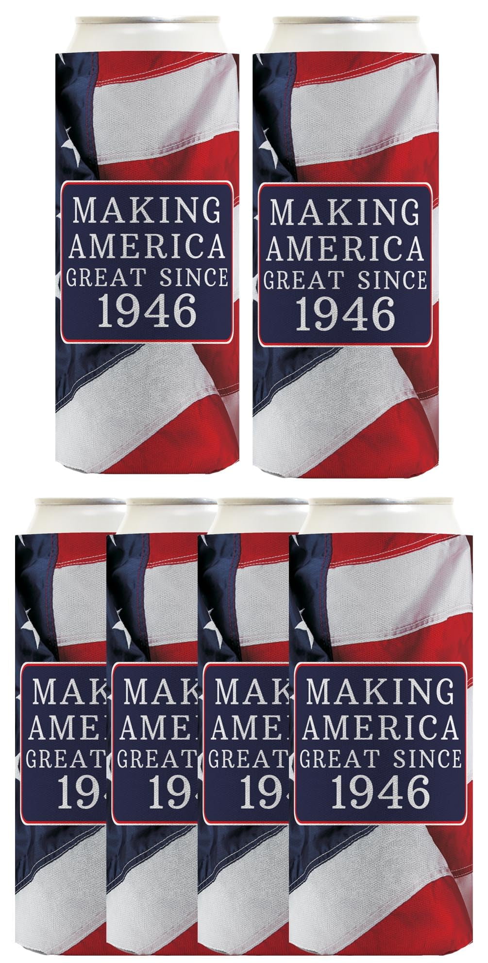 80th Birthday Party Adult Favors Making America Great Since 1946 6-Pack Ultra Slim Can Drink Sleeves