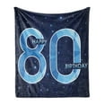 thumbnail image 1 of 80th Birthday Soft Flannel Fleece Throw Blanket, Diamond Age 80 Yeras Old Happy Birthday Party Theme with Stars, Cozy Plush for Indoor and Outdoor Use, 50" x 70", Navy Blue and Sky Blue, by Ambesonne, 1 of 5