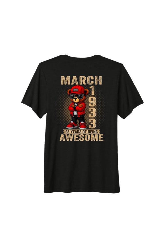 80th Birthday Teddy Bear Graphic T-Shirt for March 1946 Celebration