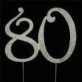 thumbnail image 1 of 80th Rhinestone Cake Topper - Silver, 1 of 1