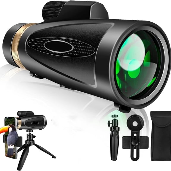 Bwrethay Monocular Telescope 80x100 High Power with Smartphone Adapter Tripod, Monoculars with BAK4 Prism & FMC Lens for Bird Watching Hunting