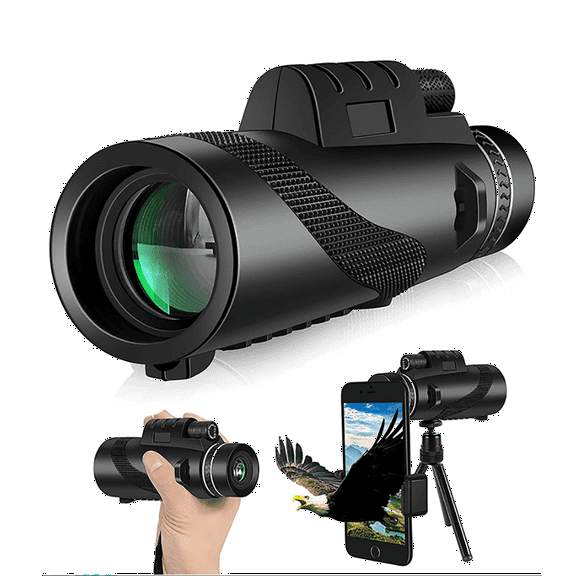 80x100 Monocular Telescope - High Powered Monoculars for Adults Compact Monocular - Handheld Telescope with Tripod for Hunting Camping TravelA