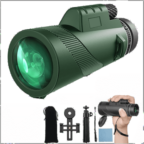 80x100 Monocular Telescope - High Powered Monoculars for Adults Compact Monocular - Handheld Telescope with Tripod for Hunting Camping TravelB