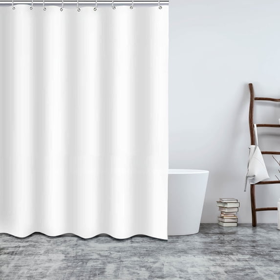 80x180CM Waterproof Polyester Shower Curtain in White with Rustproof Grommets for Bathroom Partition