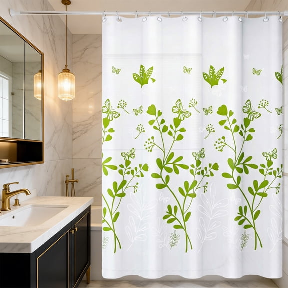 80x180cm Waterproof Thickened Plastic Shower Curtain, Feather Print Bathroom Partition Curtain for Privacy & Decor