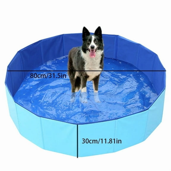 80x30cm (Blue) Foldable pet pool, dog swimming pool, cat litter pool.
