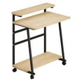 thumbnail image 1 of 80x50cm Small Rolling Computer Desk, Computer Desk for Small Space, 3-Tiers Work Office Desk with Monitor Stand, Small Student Writing Desk-Black Brown, 1 of 8