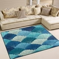 thumbnail image 1 of 80x58in Area Rug Machine Washable Floor Mats Skid-Resistant Backing Carpet for Home Kitchen Bedroom Blue Fan-shaped Shapes, 1 of 7