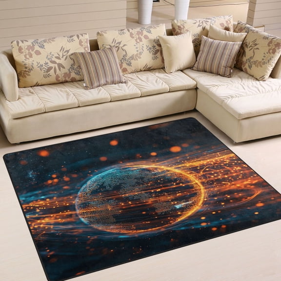 80x58in Area Rug for Living Room Non-Slip Carpet Soft and Washable Floor Mat for Home Comfort Digital Art Of The Earth