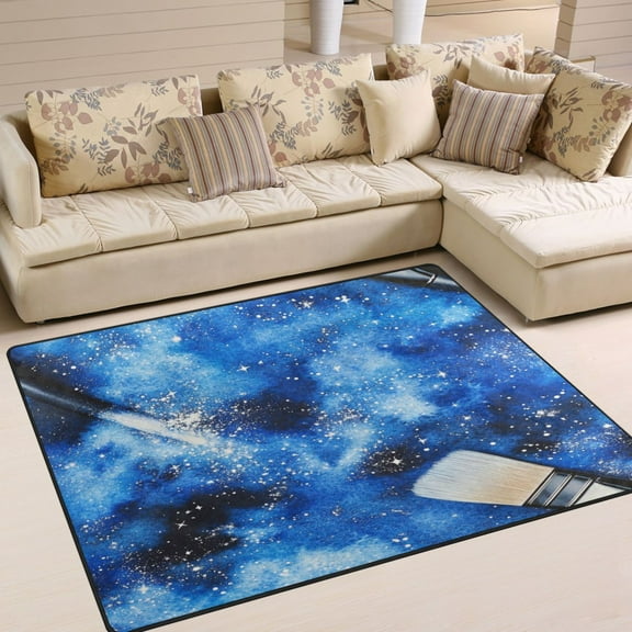 80x58in Area Rug for Living Room Non-Slip Carpet Soft and Washable Floor Mat for Home Comfort Features Stars Scattered Across The Sky